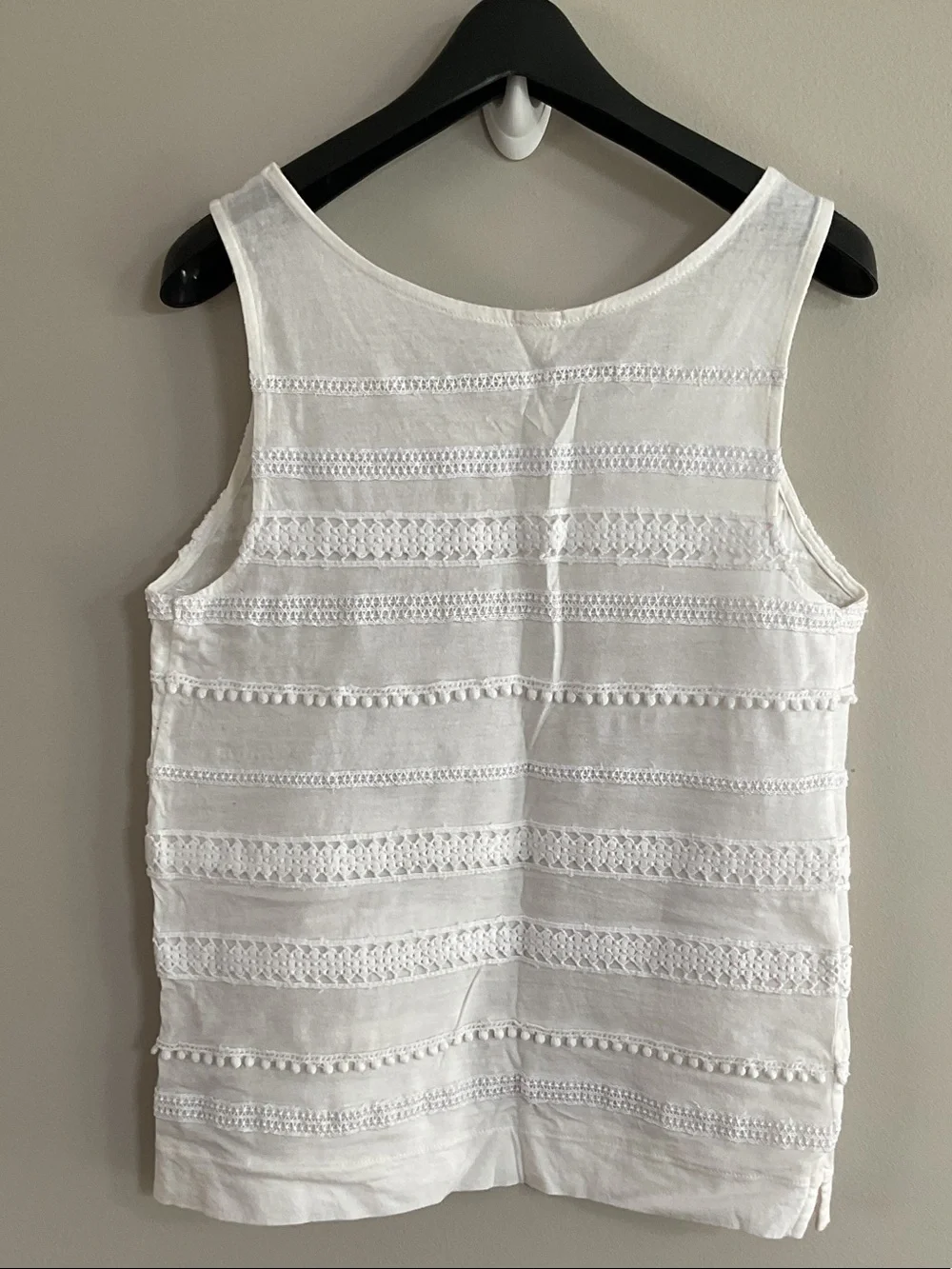 J.Crew White Lace Trim Sleeveless Linen Blend Top XXS - Picture 4 of 4